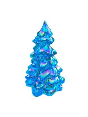 Christmas Holiday Tree 8” Buffett Blue Glass By Mosser